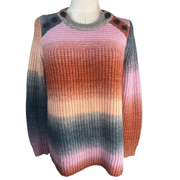 Madewell S Multicolor Gradient Sweater With Button Accents Acrylic Wool - Picture 12 of 16